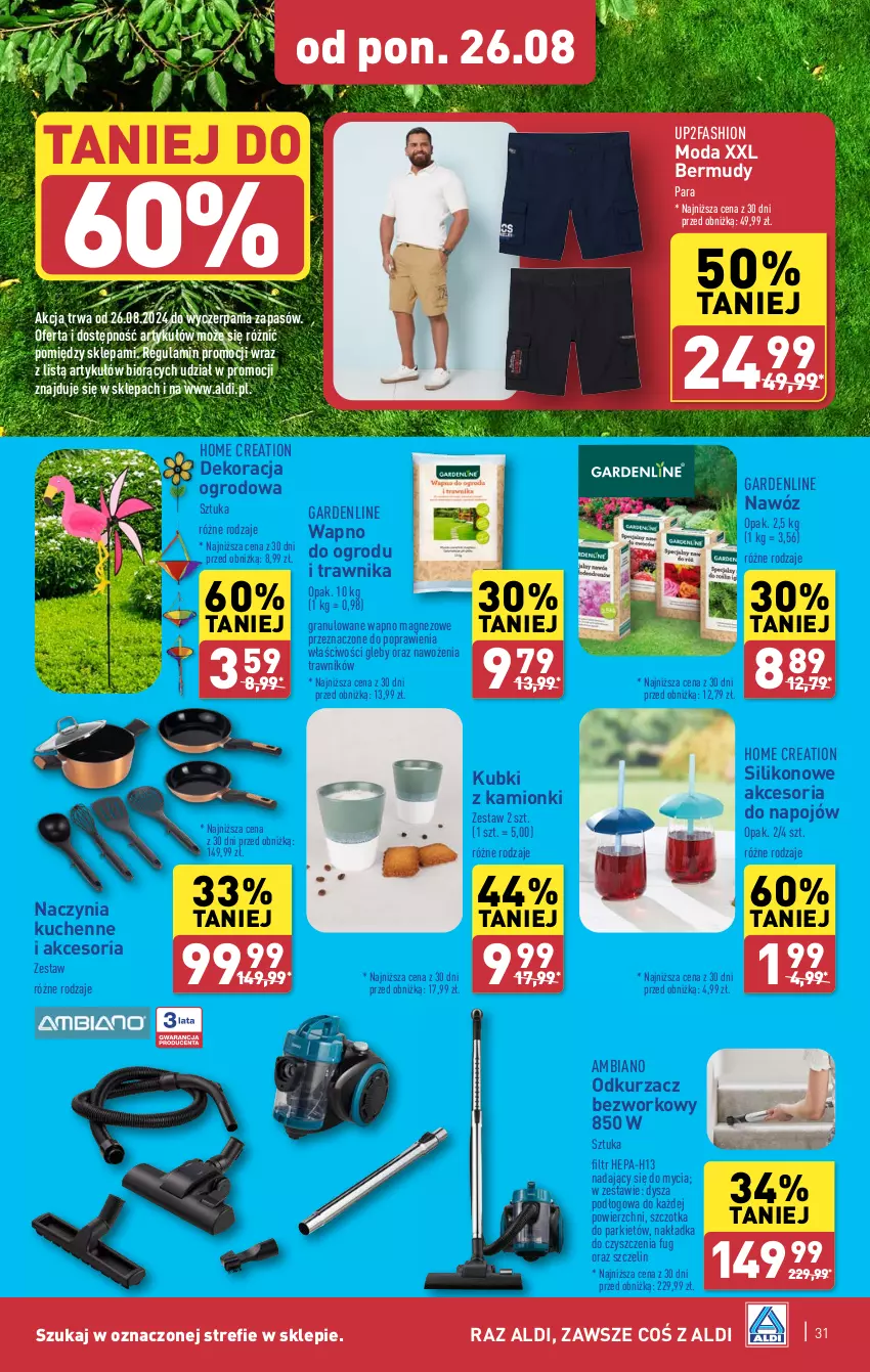 Gazetka promocyjna Aldi - Pełna oferta - ważna 26.08 do 31.08.2024 - strona 31 - produkty: Bermudy, Fa, Gra, Magnez, Moda, Nawóz, Odkurzacz, Szczotka