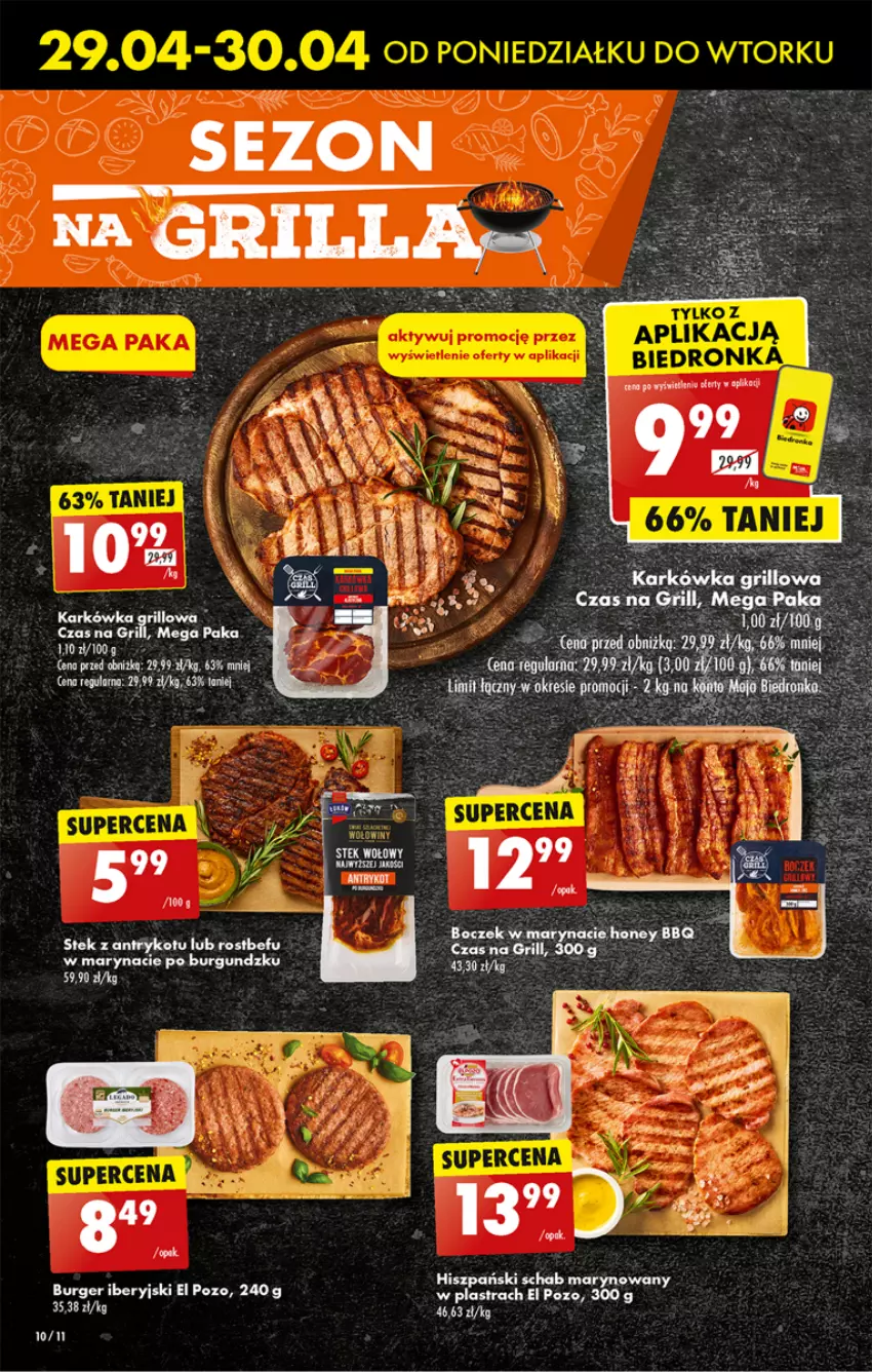 Gazetka promocyjna Biedronka - Od poniedzialku - ważna 29.04 do 04.05.2024 - strona 14 - produkty: Boczek, Burger, Dron, Grill, Rostbef, Rura, Stek