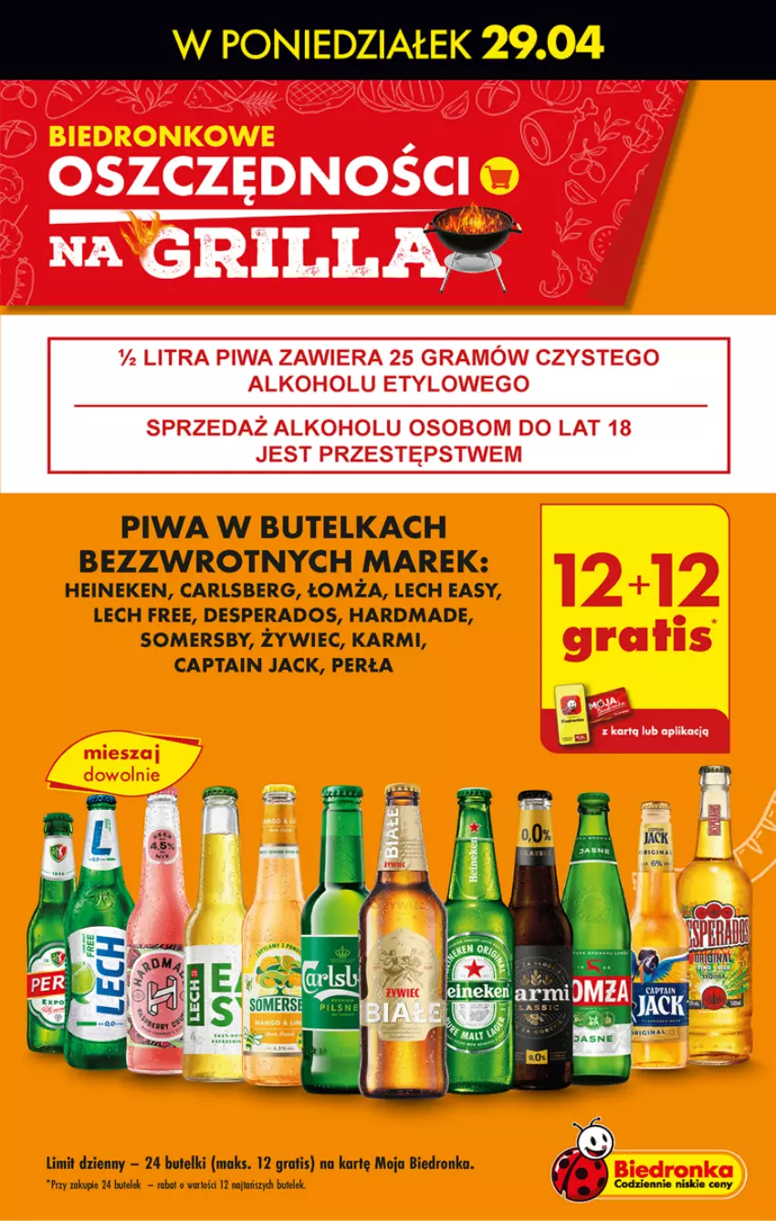 Gazetka promocyjna Biedronka - Od poniedzialku - ważna 29.04 do 04.05.2024 - strona 5 - produkty: Captain Jack, Carlsberg, Desperados, Dron, Gra, Heineken, Karmi, Perła, Piwa, Somersby