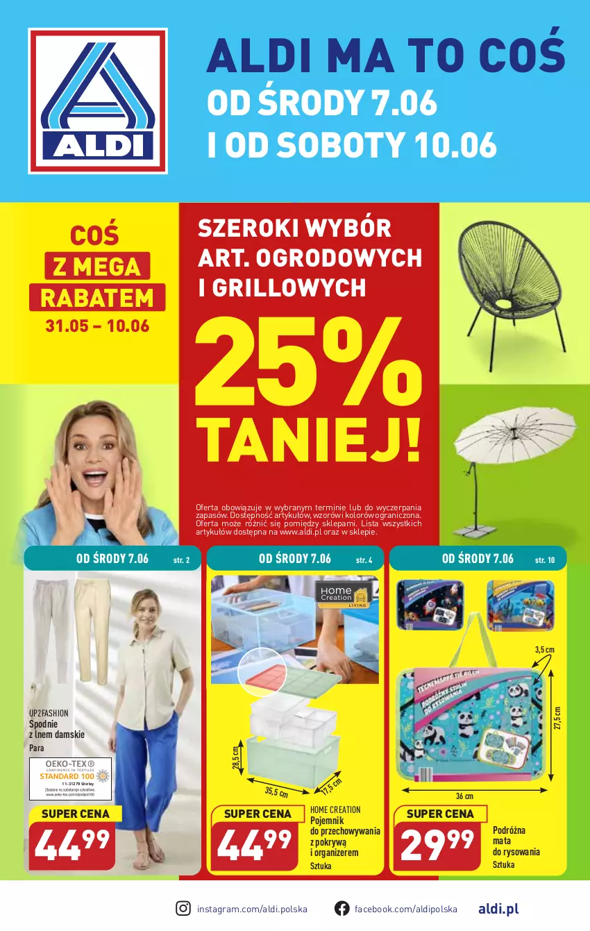 Gazetka promocyjna Aldi - COŚ do domu i nie tylko - ważna 07.06 do 10.06.2023 - strona 1 - produkty: Fa, Gra, Grill, Organizer, Pojemnik, Pojemnik do przechowywania, Spodnie