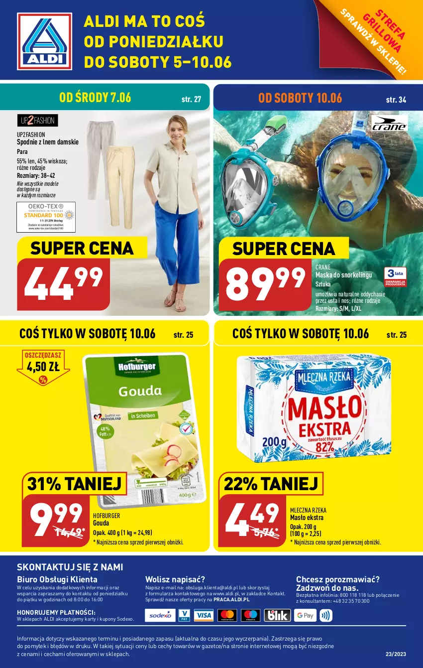 Gazetka promocyjna Aldi - COŚ do domu i nie tylko - ważna 07.06 do 10.06.2023 - strona 11 - produkty: Biuro, Burger, Fa, Gouda, Hofburger, Maska, Masło, Mleczna Rzeka, O nas, Por, Spodnie