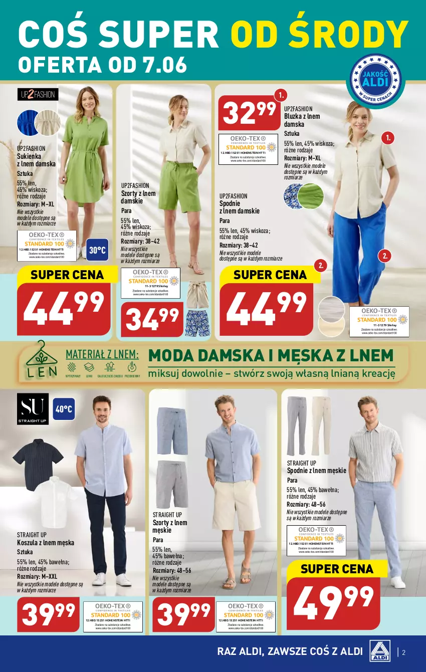 Gazetka promocyjna Aldi - COŚ do domu i nie tylko - ważna 07.06 do 10.06.2023 - strona 2 - produkty: Fa, Kosz, Koszula, Moda, Spodnie, Sukienka, Szorty, Wełna