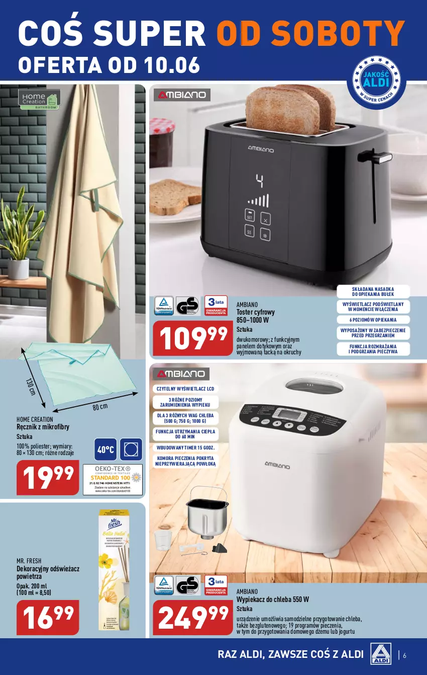 Gazetka promocyjna Aldi - COŚ do domu i nie tylko - ważna 07.06 do 10.06.2023 - strona 6 - produkty: Chleb, Dżem, Gra, Jogurt, Odświeżacz powietrza, Piec, Ręcznik, Rum, Toster