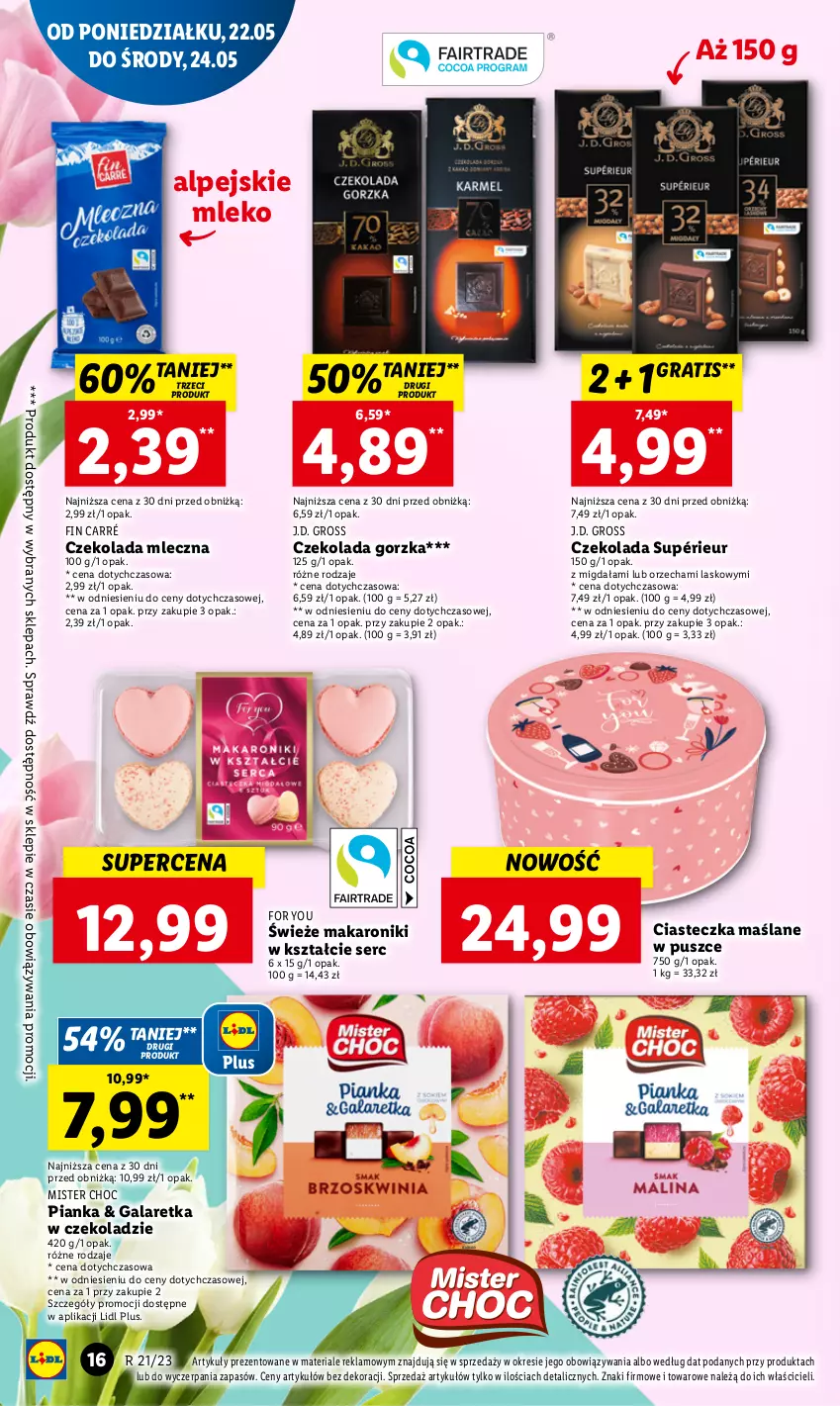 Gazetka promocyjna Lidl - GAZETKA - ważna 22.05 do 24.05.2023 - strona 20 - produkty: Czekolada, Czekolada gorzka, Czekolada mleczna, Gala, Galaretka, Gra, Makaron, Mleko, Ser