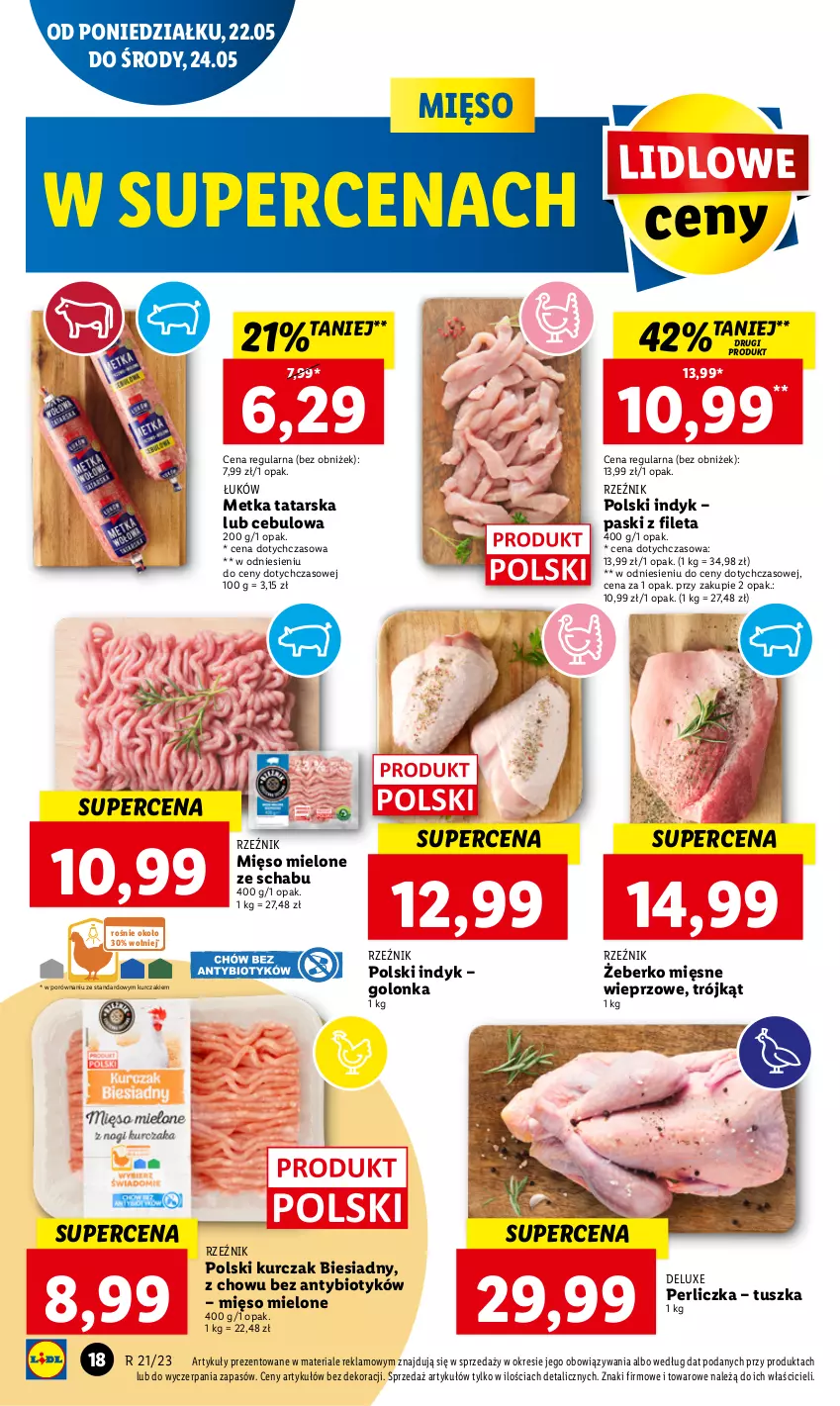 Gazetka promocyjna Lidl - GAZETKA - ważna 22.05 do 24.05.2023 - strona 22 - produkty: Kurczak, Metka tatarska, Mięso, Mięso mielone, Perliczka, Por, Tusz