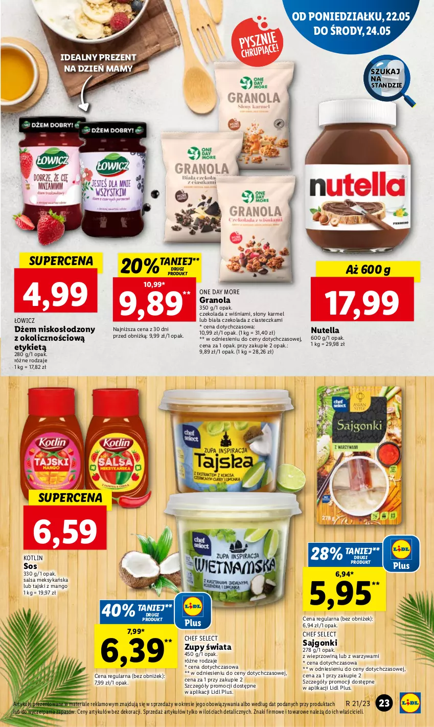 Gazetka promocyjna Lidl - GAZETKA - ważna 22.05 do 24.05.2023 - strona 27 - produkty: Czekolada, Dżem, Gra, Granola, Kotlin, Mango, Nutella, Sajgonki, Salsa, Sos, Warzywa