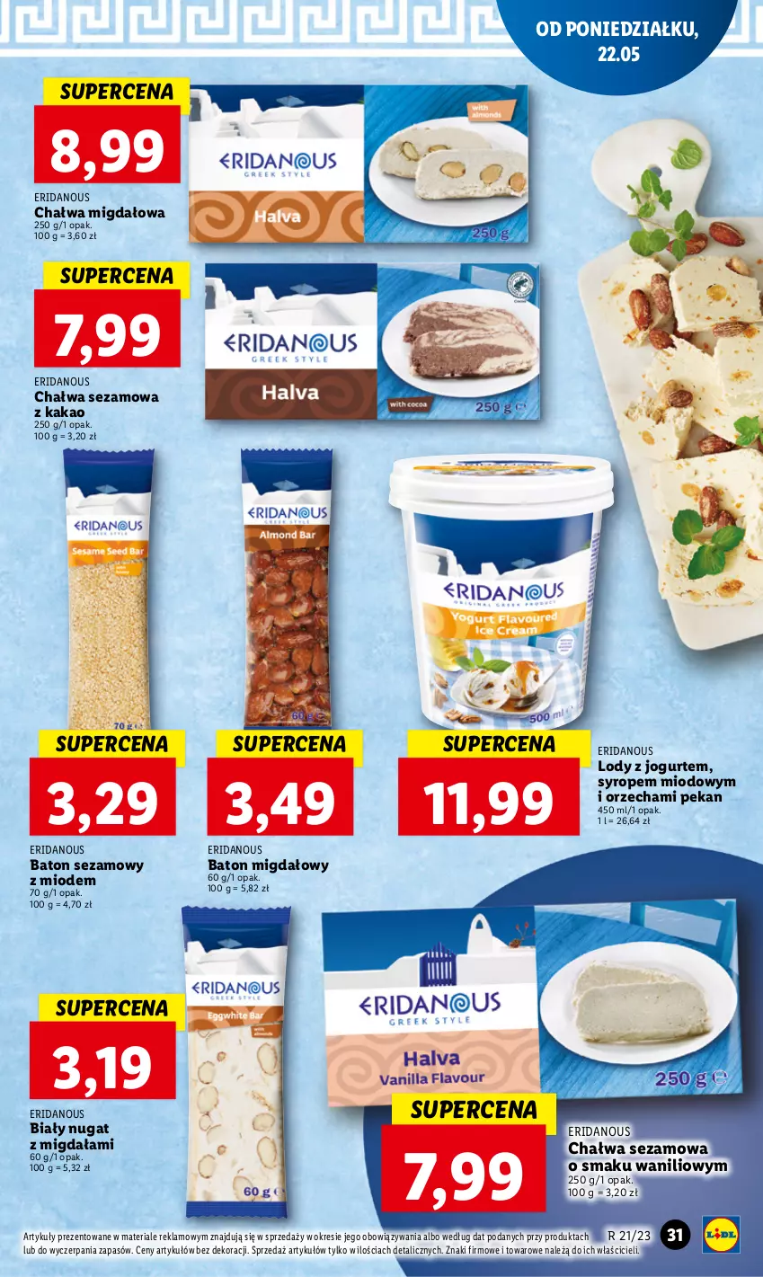 Gazetka promocyjna Lidl - GAZETKA - ważna 22.05 do 24.05.2023 - strona 35 - produkty: Baton, Chałwa, Jogurt, Kakao, Lody, Sezam, Syrop