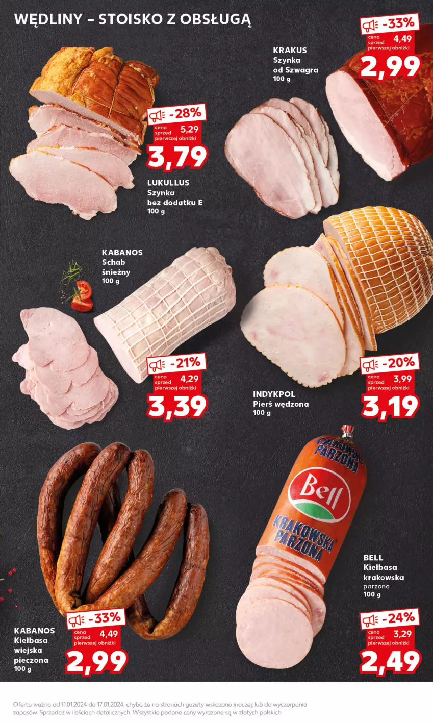 Gazetka promocyjna Kaufland - Mocny Start - ważna 15.01 do 17.01.2024 - strona 15 - produkty: Bell, Gra, Kabanos, Kiełbasa, Kiełbasa krakowska, Krakus, Szynka