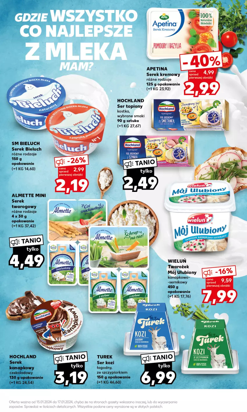 Gazetka promocyjna Kaufland - Mocny Start - ważna 15.01 do 17.01.2024 - strona 17 - produkty: Almette, Bazyl, Bazylia, Bieluch, Hochland, Pomidory, Ser, Ser kozi, Ser topiony, Serek, Serek twarogowy, Top