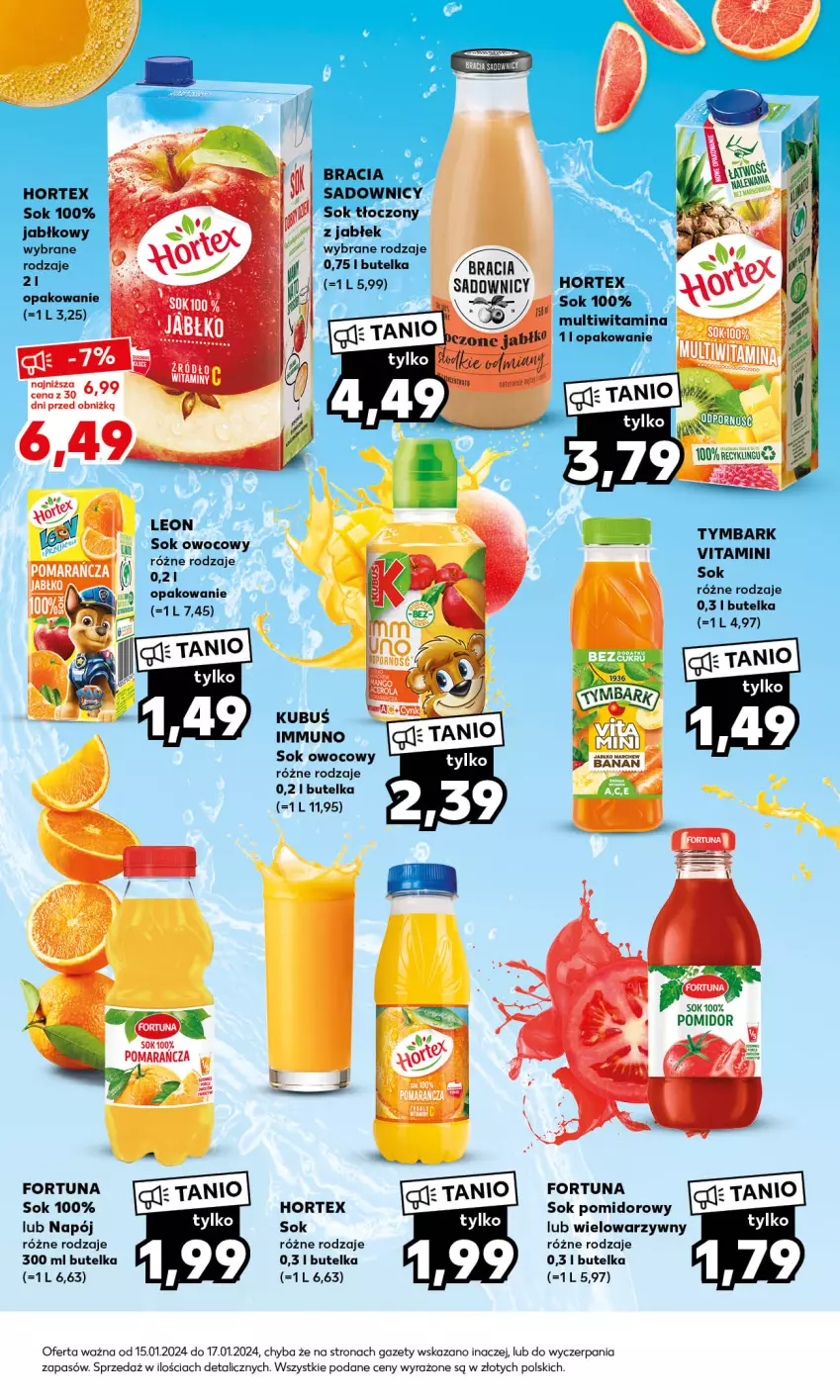 Gazetka promocyjna Kaufland - Mocny Start - ważna 15.01 do 17.01.2024 - strona 21 - produkty: Fortuna, Hortex, Kubuś, Napój, Sok, Sok pomidorowy, Tymbark