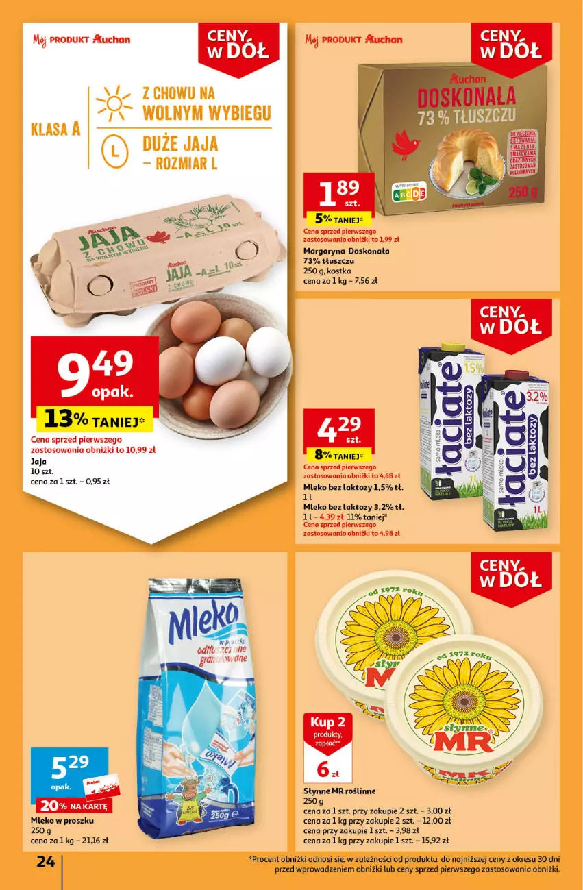 Gazetka promocyjna Auchan - Gazetka Ceny w dół Część 4 Hipermarket Auchan - ważna 25.01 do 31.01.2024 - strona 24 - produkty: Gra, Margaryna, Mleko, Mleko bez laktozy, Mleko w proszku, Słynne, Słynne MR Roślinne