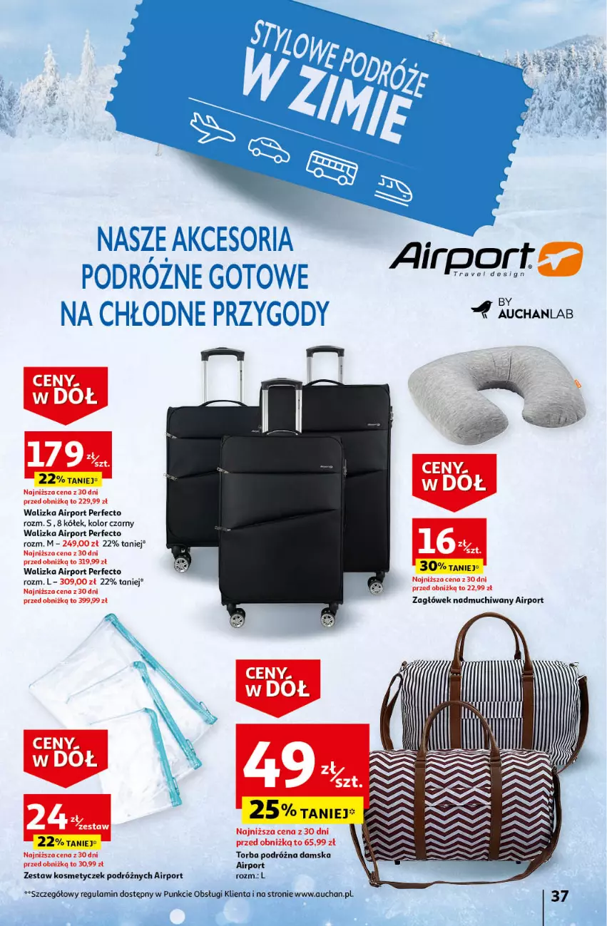 Gazetka promocyjna Auchan - Gazetka Ceny w dół Część 4 Hipermarket Auchan - ważna 25.01 do 31.01.2024 - strona 37 - produkty: Por, Torba, Walizka, Zagłówek