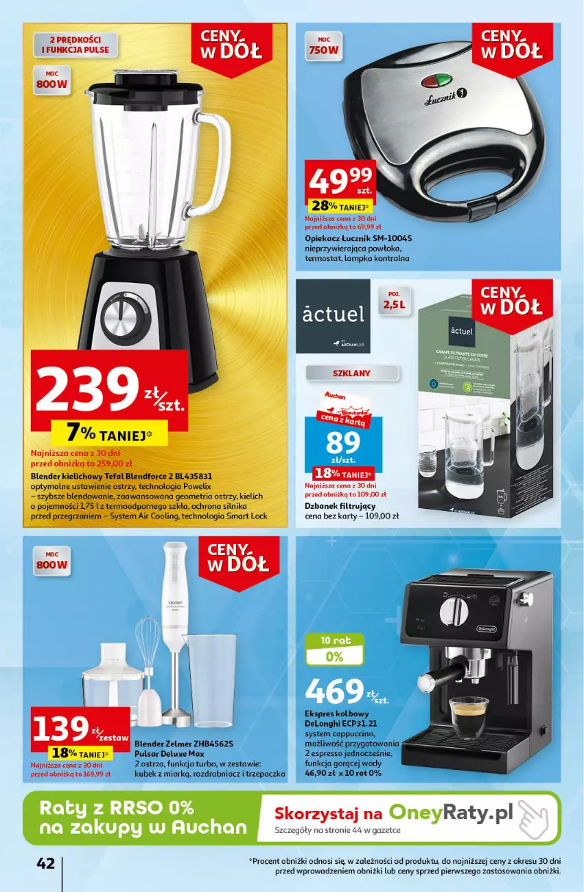 Gazetka promocyjna Auchan - Gazetka Ceny w dół Część 4 Hipermarket Auchan - ważna 25.01 do 31.01.2024 - strona 42 - produkty: Blender, Cappuccino, Dzbanek, Dzbanek filtrujący, Fa, Kubek, Por, Rozdrabniacz, Tefal, Termos, Trzepaczka, Zelmer