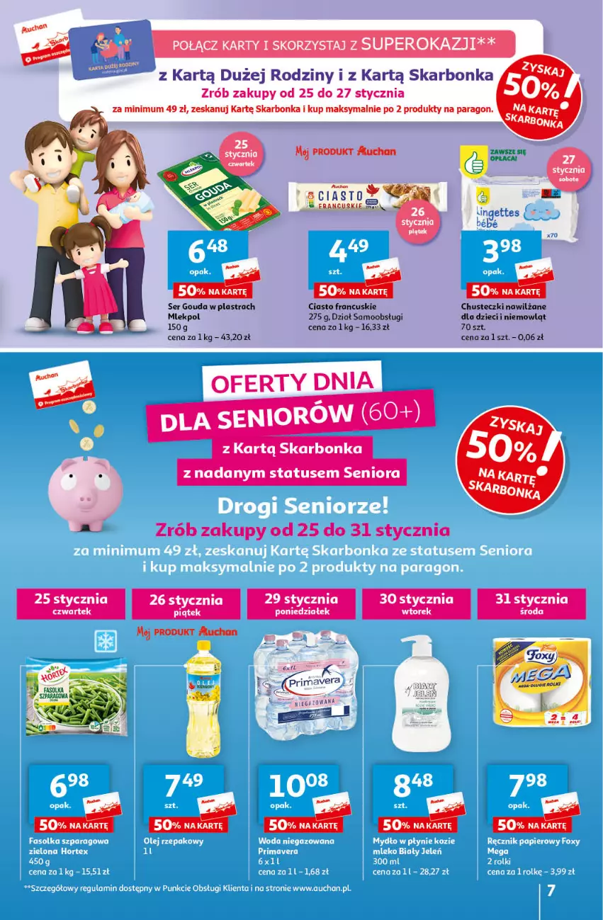 Gazetka promocyjna Auchan - Gazetka Ceny w dół Część 4 Hipermarket Auchan - ważna 25.01 do 31.01.2024 - strona 7 - produkty: Chusteczki, Ciasto francuskie, Dzieci, Gouda, Prima, Ser