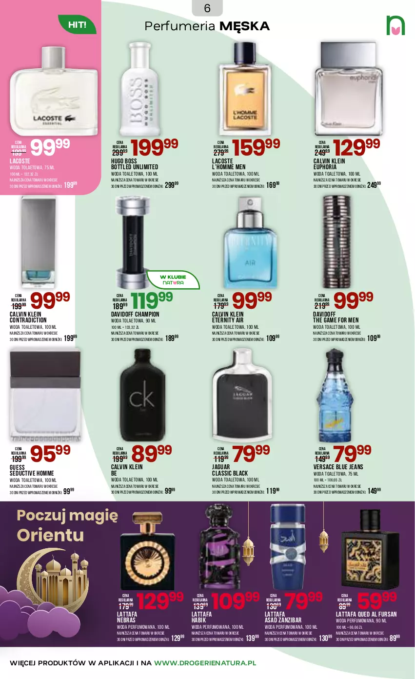 Gazetka promocyjna Drogerie Natura - Gazetka Drogerie Natura - ważna 18.03 do 30.03.2026 - strona 6 - produkty: Calvin Klein, Davidoff, Fa, Hugo Boss, Jaguar, Lack, Lacoste, Perfum, Versace, Woda, Woda perfumowana, Woda toaletowa