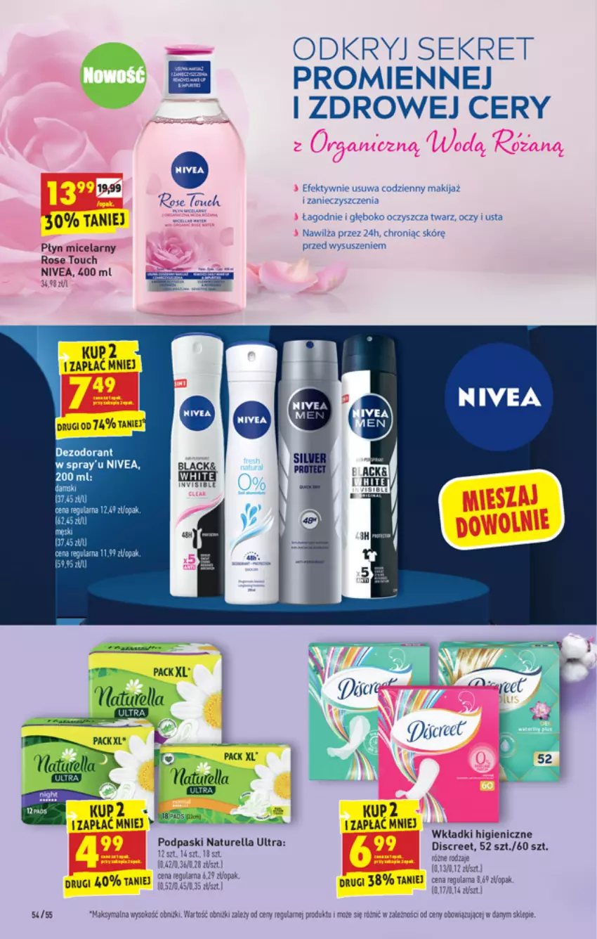 Gazetka promocyjna Biedronka - W tym tygodniu - ważna 07.02 do 12.02.2022 - strona 54 - produkty: Dezodorant, Gala, Makijaż, Naturell, Naturella, Nivea, Płyn micelarny, Podpaski, Ser, Sok