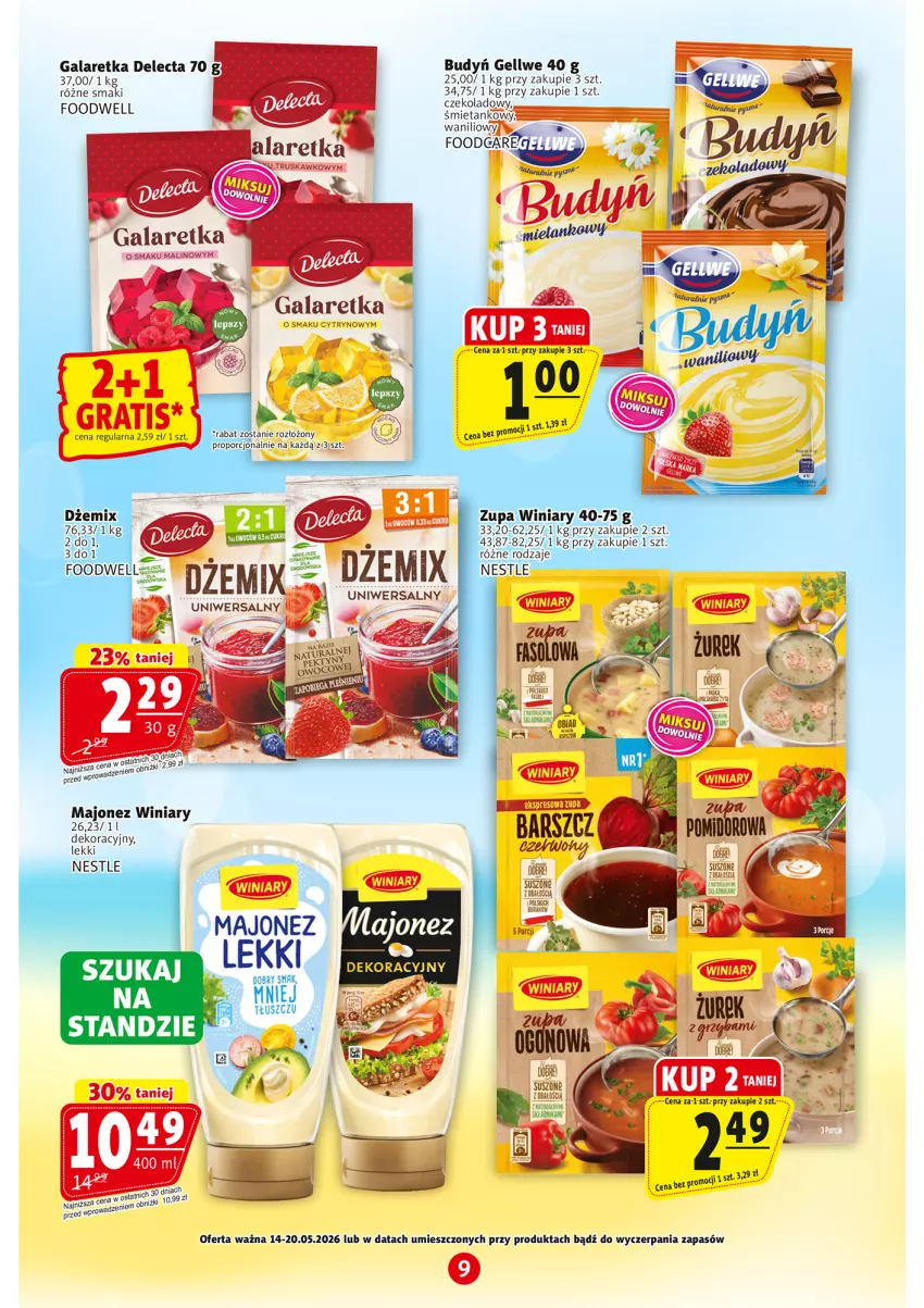 Gazetka promocyjna Prim Market - ważna 14.05 do 20.05.2026 - strona 9 - produkty: Budyń, Delecta, Dżem, Gala, Galaretka, Gra, Majonez, Por, Winiary, Zupa