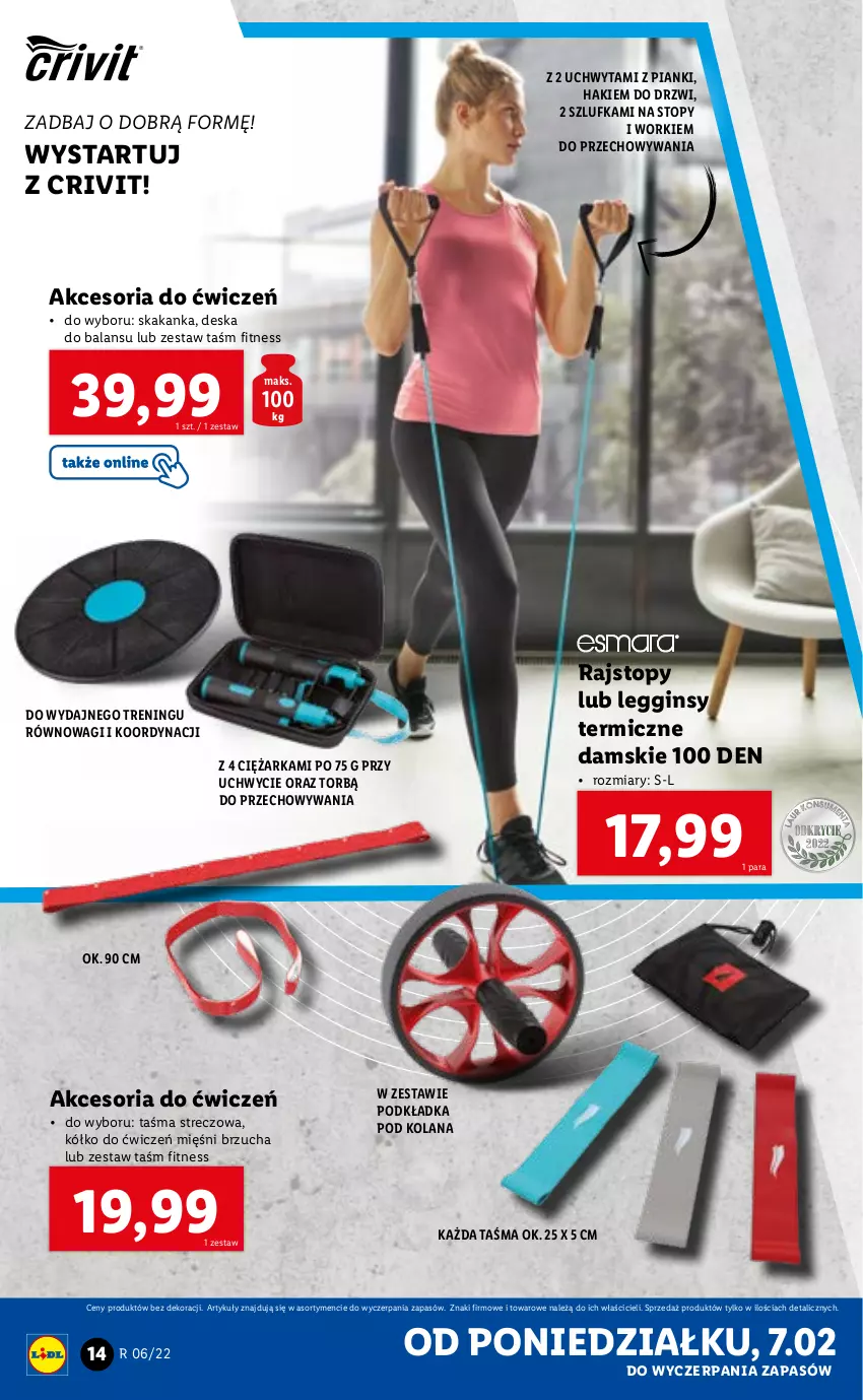 Gazetka promocyjna Lidl - GAZETKA - ważna 07.02 do 12.02.2022 - strona 14 - produkty: Drzwi, Gin, LANA, Legginsy, Podkład, Podkładka, Rajstopy, Top, Wagi