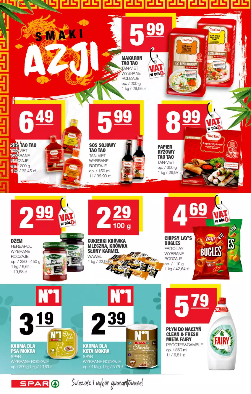 Gazetka promocyjna Spar - Spar - ważna 17.07 do 27.07.2022 - strona 6 - produkty: Cukier, Cukierki, Dżem, Fa, Fairy, Herbapol, LG, Makaron, Mięta, Papier, Sos, Sos sojowy, TaoTao, Wawel