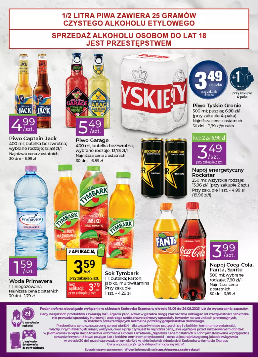 Gazetka promocyjna Stokrotka - Stokrotka Express - ważna 18.05 do 24.05.2023 - strona 3 - produkty: Coca-Cola, Fa, Fanta, Mięso, Napój, Napój energetyczny, Owoce, Piwo, Sok, Sprite, Telefon, Tymbark, Tyskie, Warzywa, Woda