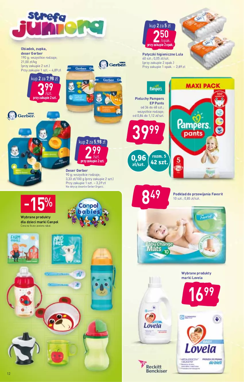 Gazetka promocyjna Stokrotka - Supermarket - ważna 13.01 do 19.01.2022 - strona 12 - produkty: Canpol, Deser, Dzieci, Fa, Gerber, Lovela, Pampers, Pieluchy, Podkład, Ser