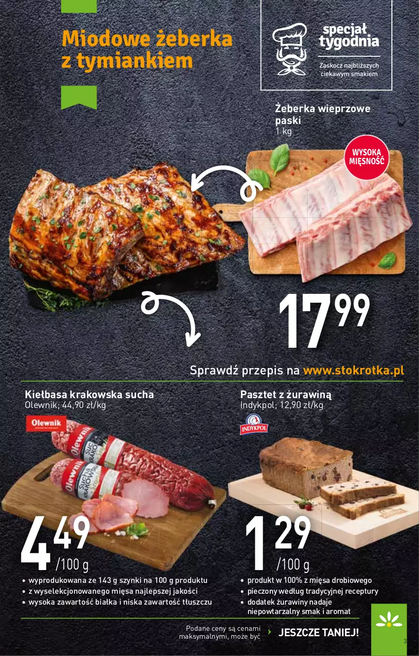 Gazetka promocyjna Stokrotka - Supermarket - ważna 13.01 do 19.01.2022 - strona 3 - produkty: Kiełbasa, Kiełbasa krakowska, Olewnik, Pasztet, Piec, Sok