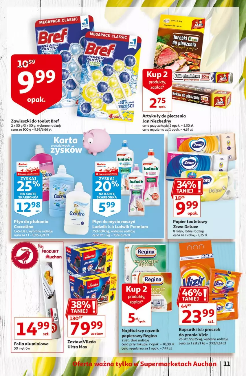 Gazetka promocyjna Auchan - Przygotuj się do Świąt Supermarkety - ważna 18.03 do 24.03.2021 - strona 11 - produkty: Bref, Folia aluminiowa, Gin, Jan Niezbędny, Ludwik, Papier, Piec, Ręcznik, Vileda, Vizir, Zawieszki