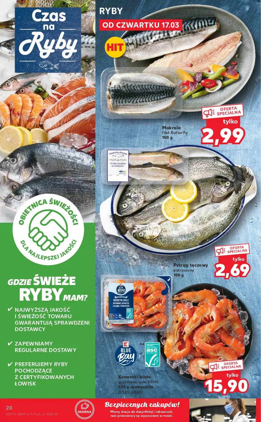 Gazetka promocyjna Kaufland - OFERTA TYGODNIA - ważna 17.03 do 23.03.2022 - strona 20 - produkty: Krewetki, Piec, Pstrąg, Pstrąg tęczowy