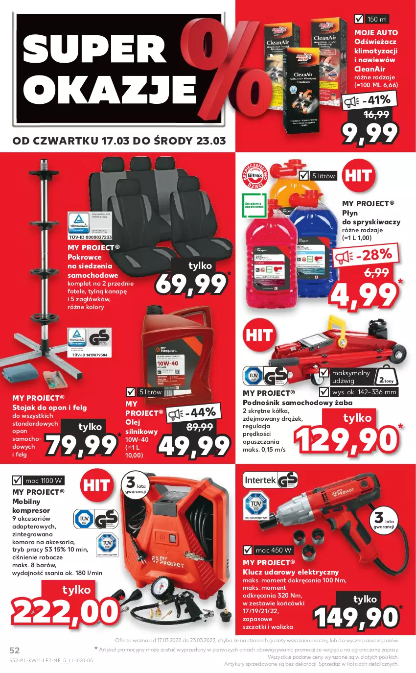 Gazetka promocyjna Kaufland - OFERTA TYGODNIA - ważna 17.03 do 23.03.2022 - strona 52 - produkty: Dźwig, Fotel, Gra, Klucz udarowy, Kompresor, LG, Mobil, Moje Auto, Olej, Olej silnikowy, Płyn do spryskiwaczy, Stojak, Walizka