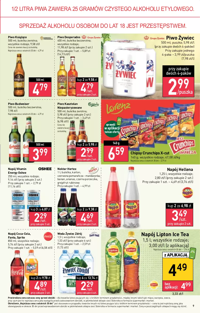 Gazetka promocyjna Stokrotka - Market - ważna 25.05 do 31.05.2023 - strona 11 - produkty: Ananas, Chipsy, Coca-Cola, Crunchips, Desperados, Fa, Fanta, Gra, Grejpfrut, Hellena, Hortex, Ice tea, Kasztelan, Książęce, Lipton, Mięso, Napój, Nektar, Oshee, Owoce, Piwa, Piwo, Por, Rubin, Ser, Sprite, Warzywa, Woda