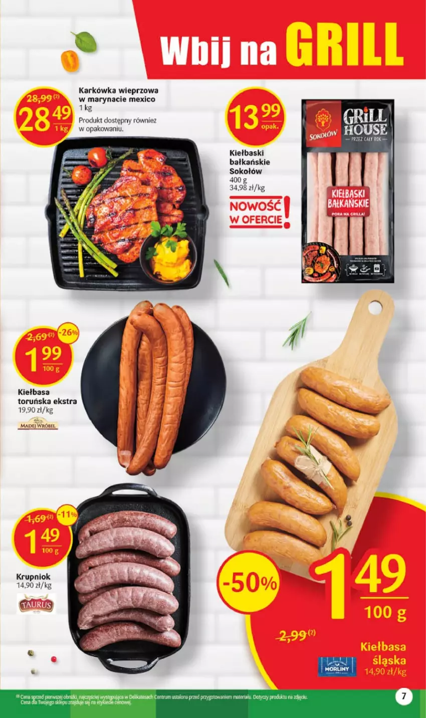 Gazetka promocyjna Delikatesy Centrum - Gazetka DC20 - ważna 25.05 do 31.05.2023 - strona 7 - produkty: Grill, Karkówka wieprzowa, Kiełbasa, Sok, Sokołów