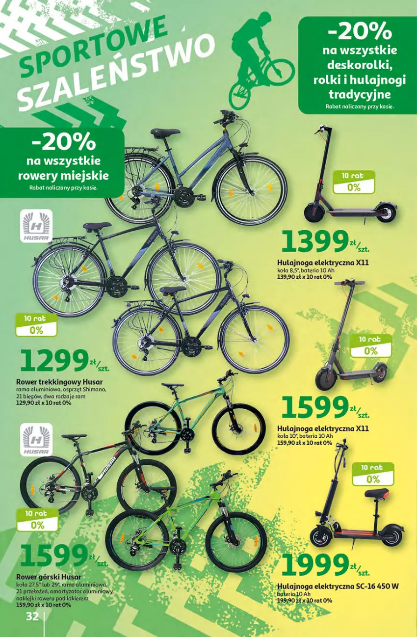 Gazetka promocyjna Auchan - Gazetka Sezon na urlop Hipermarket Auchan - ważna 22.06 do 28.06.2023 - strona 32 - produkty: Bateria, Hulajnoga, Hulajnoga elektryczna, Klej, Lakier, Rama, Rolki, Rower