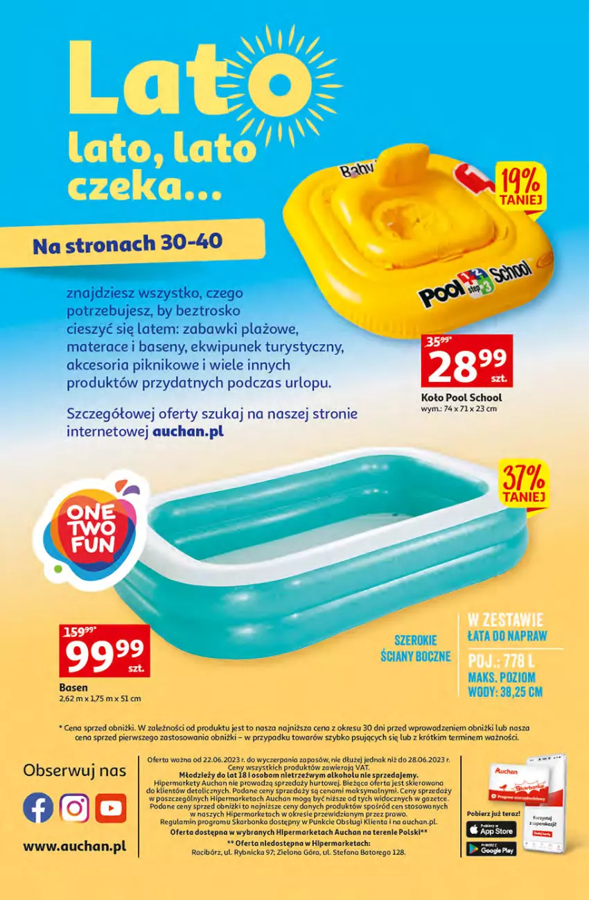 Gazetka promocyjna Auchan - Gazetka Sezon na urlop Hipermarket Auchan - ważna 22.06 do 28.06.2023 - strona 40 - produkty: Fa, Gra, Materac, O nas, Tera