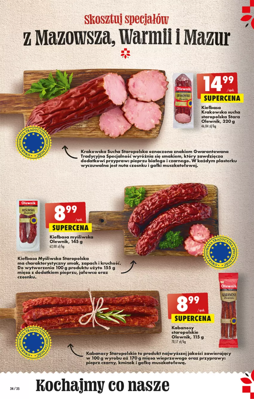 Gazetka promocyjna Biedronka - Od czwartku - ważna 27.07 do 02.08.2023 - strona 34 - produkty: Kabanos, Kiełbasa, Kminek, Koc, Mus, O nas, Olewnik, Pieprz, Tera