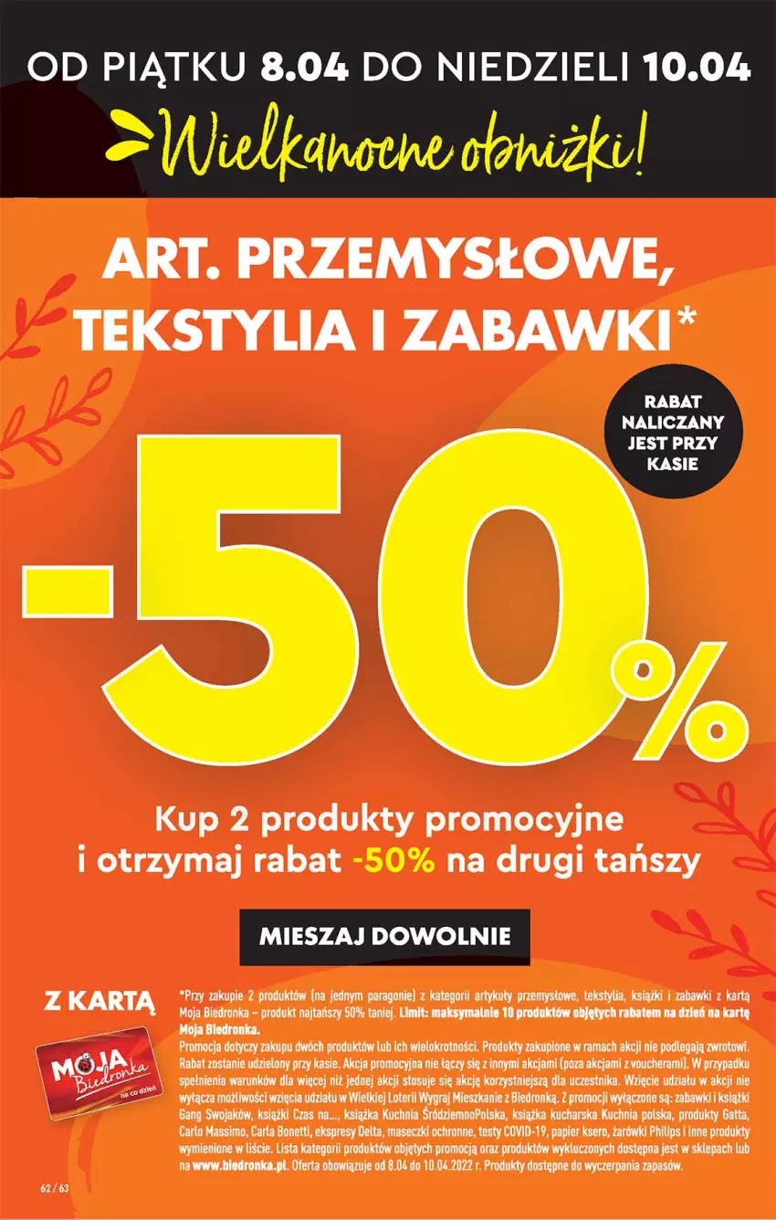 Gazetka promocyjna Biedronka - W tym tygodniu - ważna 07.04 do 13.04.2022 - strona 62 - produkty: Dron, Gatta, Gra, Książka, Kuchnia, Papier, Philips, Rama, Ser