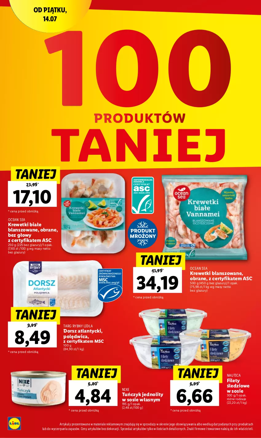 Gazetka promocyjna Lidl - GAZETKA - ważna 20.07 do 22.07.2023 - strona 32 - produkty: Dorsz, Krewetki, Lazur, Polędwica, Sos, Tuńczyk