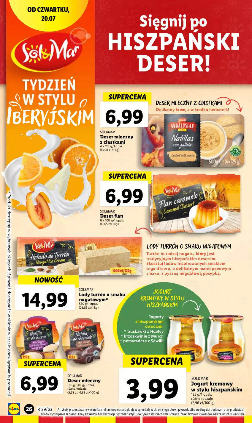 Gazetka promocyjna Lidl - GAZETKA - ważna 20.07 do 22.07.2023 - strona 66 - produkty: Brzoskwinie, Ciastka, Deser, Deser mleczny, Jogurt, Kosz, Lody, Pomarańcze, Ser, Truskawki