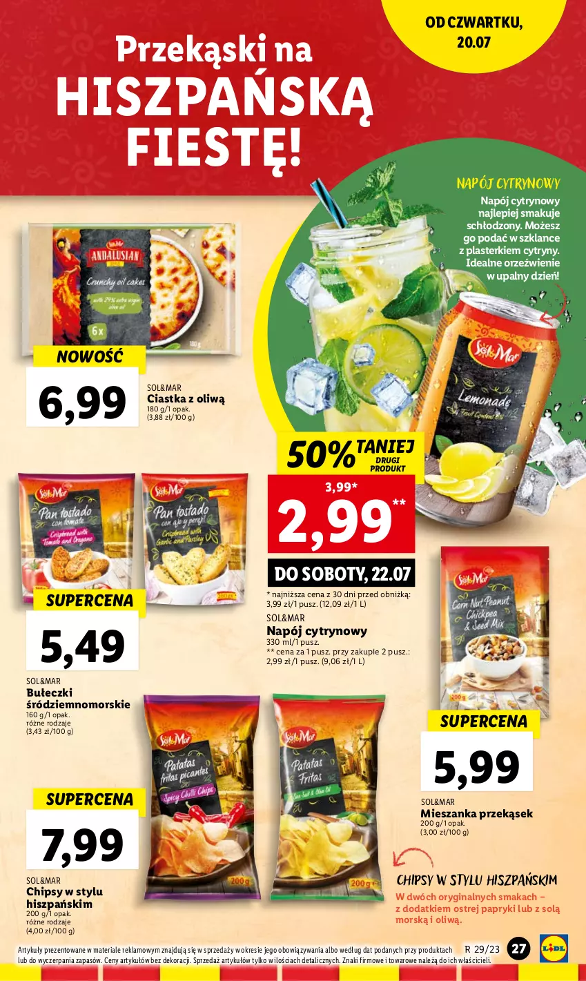 Gazetka promocyjna Lidl - GAZETKA - ważna 20.07 do 22.07.2023 - strona 67 - produkty: Bułeczki, Chipsy, Ciastka, Cytryny, Gin, Napój, Plasterki