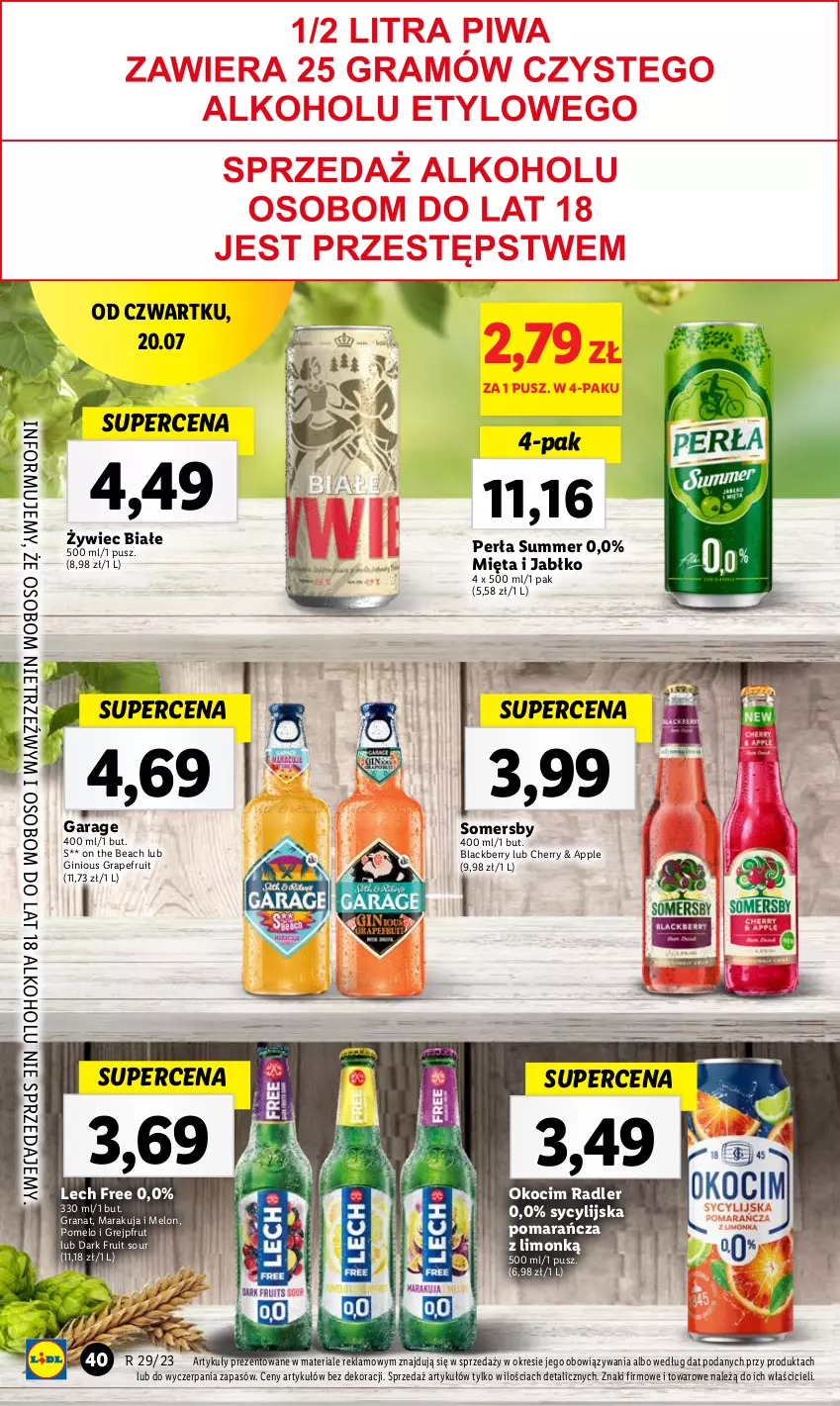 Gazetka promocyjna Lidl - GAZETKA - ważna 20.07 do 22.07.2023 - strona 82 - produkty: Gin, Gra, Granat, Grejpfrut, Koc, Lack, Melon, Mięta, Okocim, Perła, Pomelo, Radler, Somersby