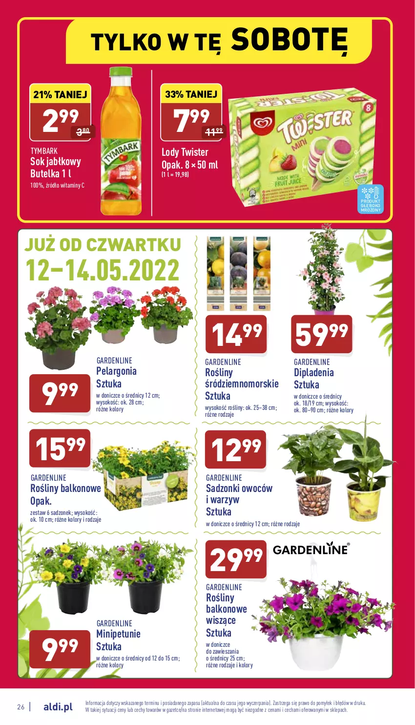 Gazetka promocyjna Aldi - Pełny katalog - ważna 09.05 do 14.05.2022 - strona 26 - produkty: Lody, Sok, Sok jabłkowy, Tymbark