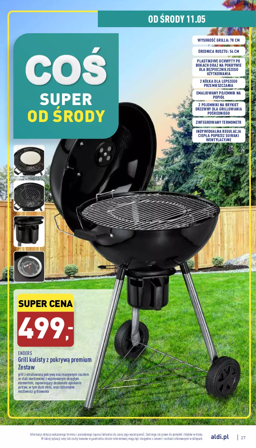 Gazetka promocyjna Aldi - Pełny katalog - ważna 09.05 do 14.05.2022 - strona 27 - produkty: Brykiet drzewny, Grill, Piec, Pojemnik, Sok, Stek, Termometr, Uchwyty