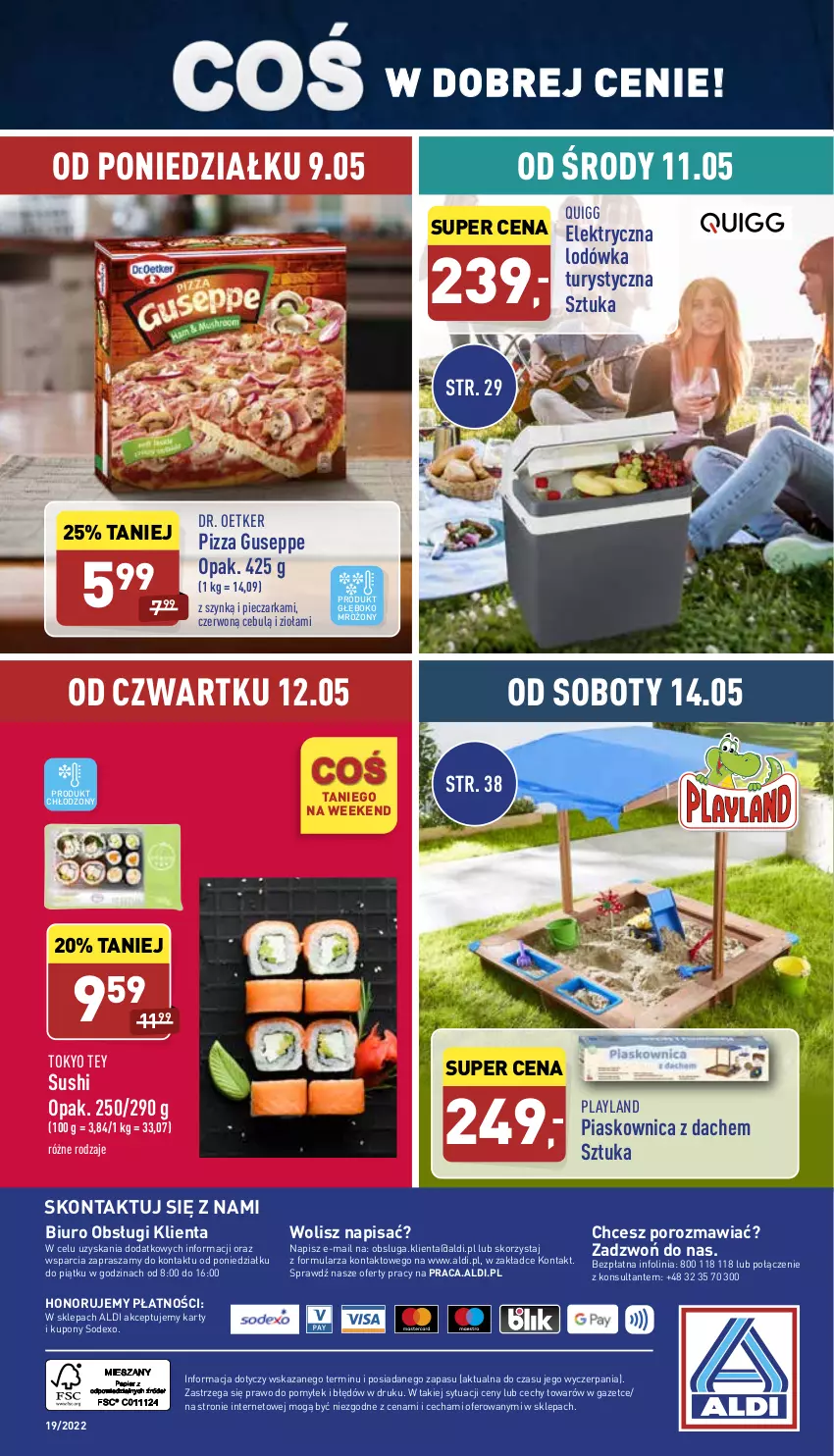 Gazetka promocyjna Aldi - Pełny katalog - ważna 09.05 do 14.05.2022 - strona 40 - produkty: Biuro, Dr. Oetker, Lodówka, O nas, Piec, Pieczarka, Pizza, Por, Sushi