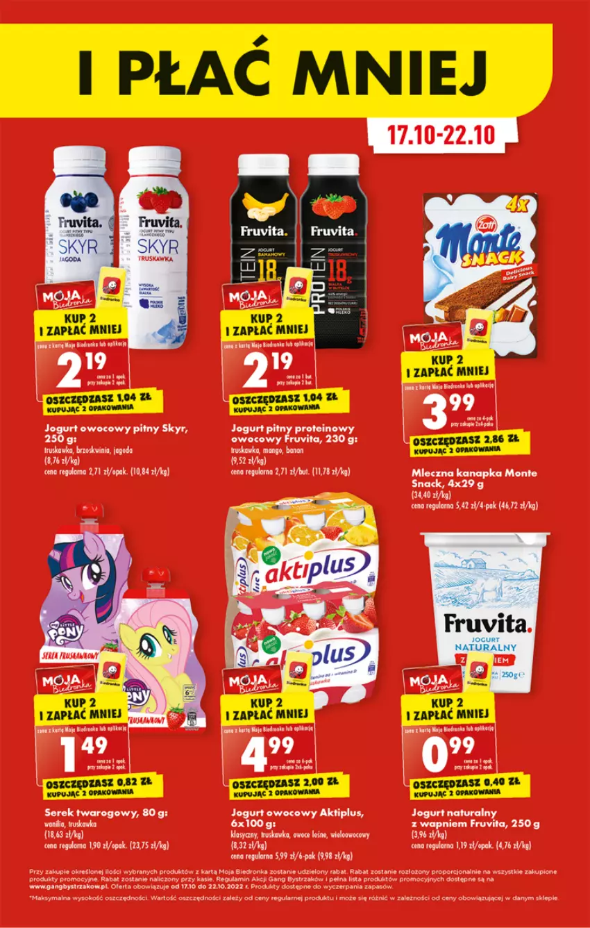 Gazetka promocyjna Biedronka - W tym tygodniu P - ważna 17.10 do 22.10.2022 - strona 25 - produkty: Aktiplus, Dron, Fa, Jogurt, Jogurt owocowy, Jogurt pitny, Lion, Por, Ser, Serek, Serek twarogowy, Sok, Waga