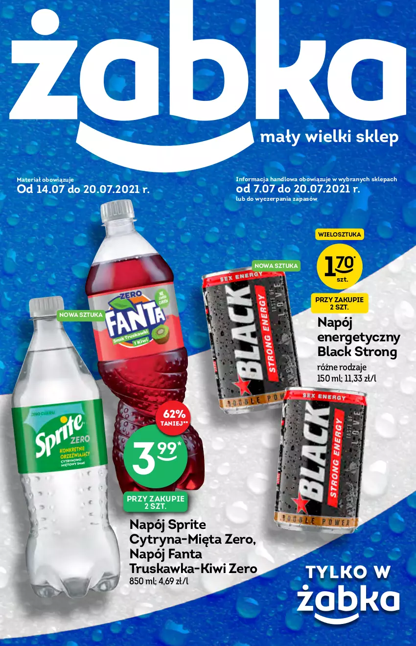 Gazetka promocyjna Żabka - ważna 14.07 do 20.07.2021 - strona 1 - produkty: Fa, Fanta, Kiwi, Lack, Mięta, Napój, Napój energetyczny, Sprite