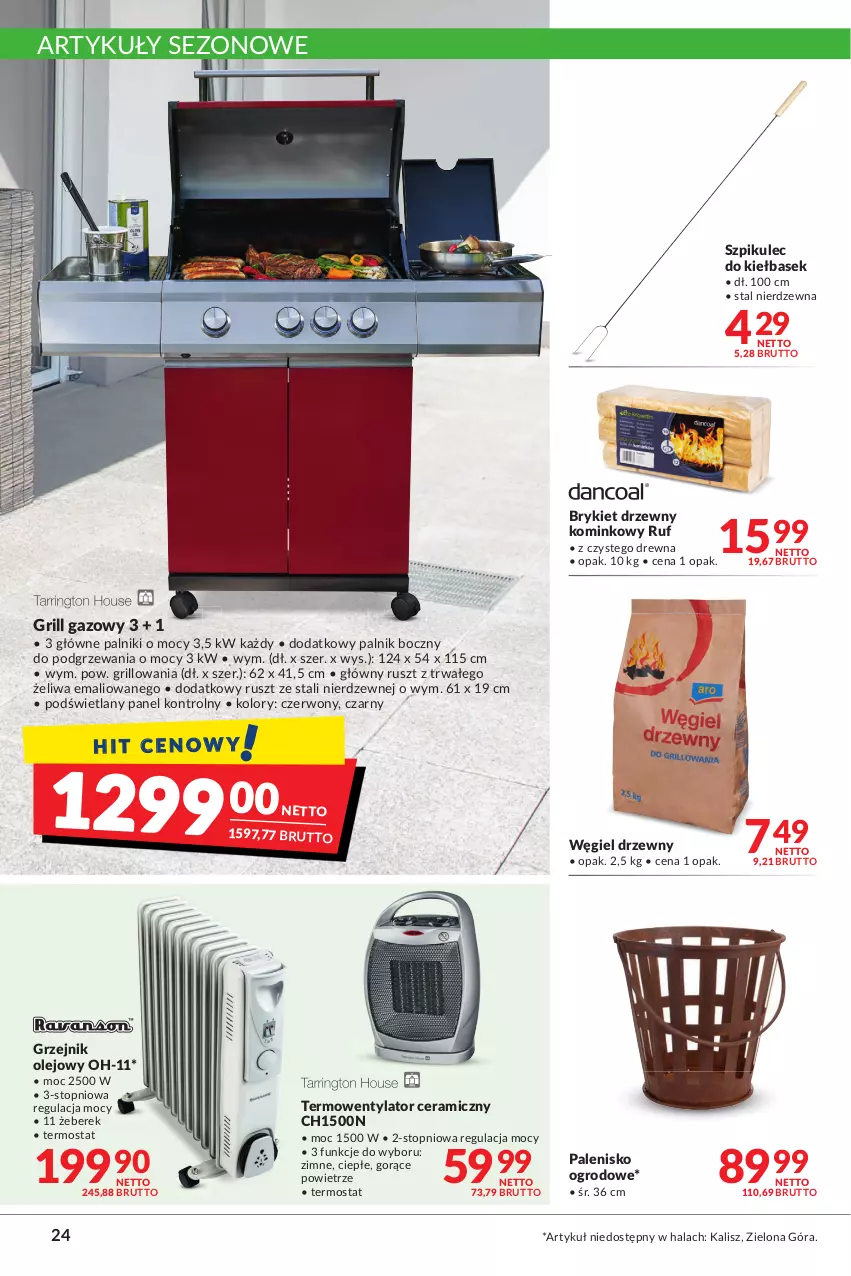 Gazetka promocyjna Makro - [Oferta promocyjna] Artykuły spożywcze i przemysłowe - ważna 24.01 do 07.02.2022 - strona 24 - produkty: Brykiet drzewny, Grill, Grill gazowy, Grzejnik, Olej, Palenisko, Termos, Termowentylator, Top, Węgiel drzewny