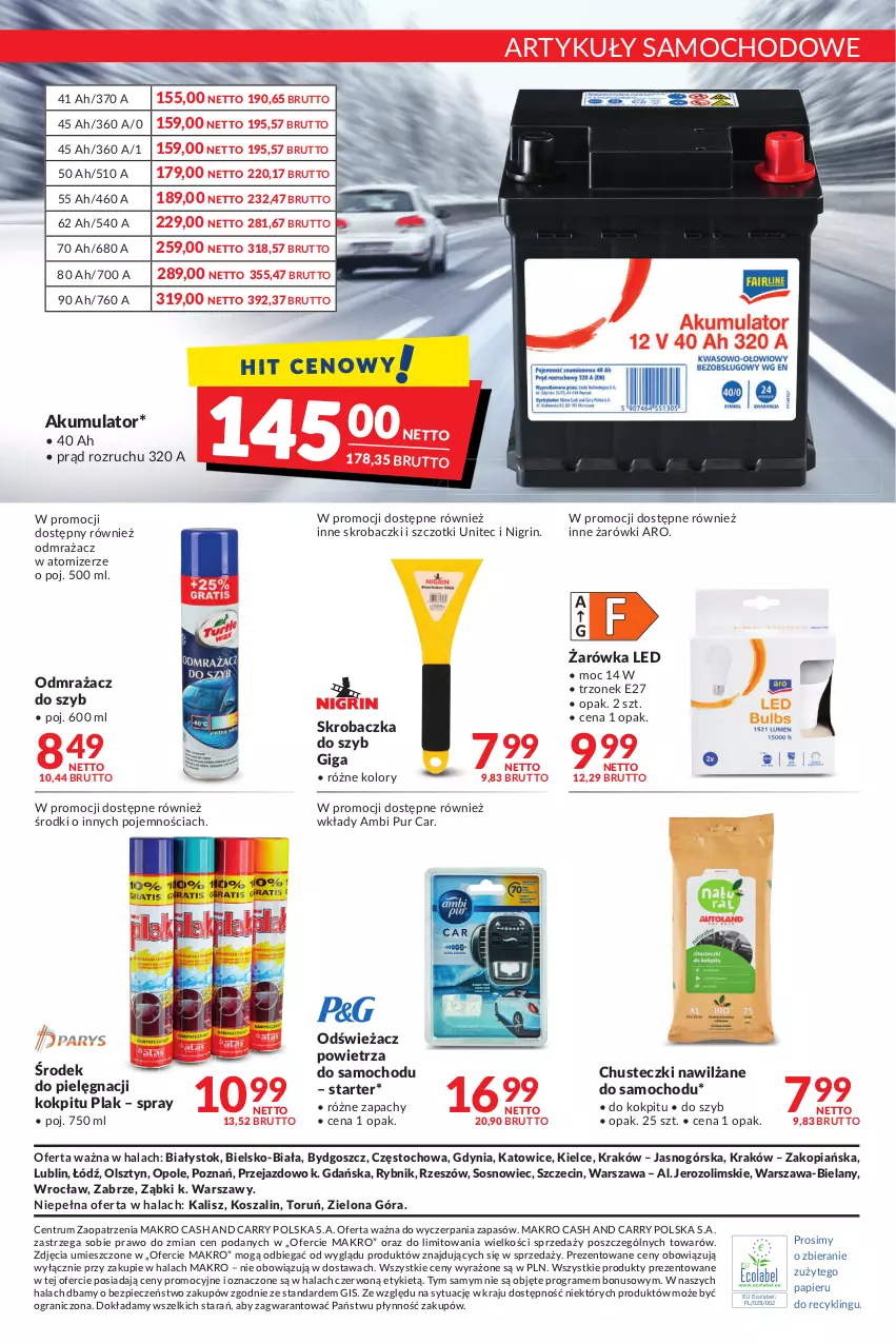 Gazetka promocyjna Makro - [Oferta promocyjna] Artykuły spożywcze i przemysłowe - ważna 24.01 do 07.02.2022 - strona 25 - produkty: Akumulator, Ambi Pur, Chusteczki, Gra, Kosz, Odmrażacz do szyb, Odświeżacz powietrza, Papier, Piec, Pur, Rum, Skrobaczka, Skrobaczka do szyb, Sos, Szal