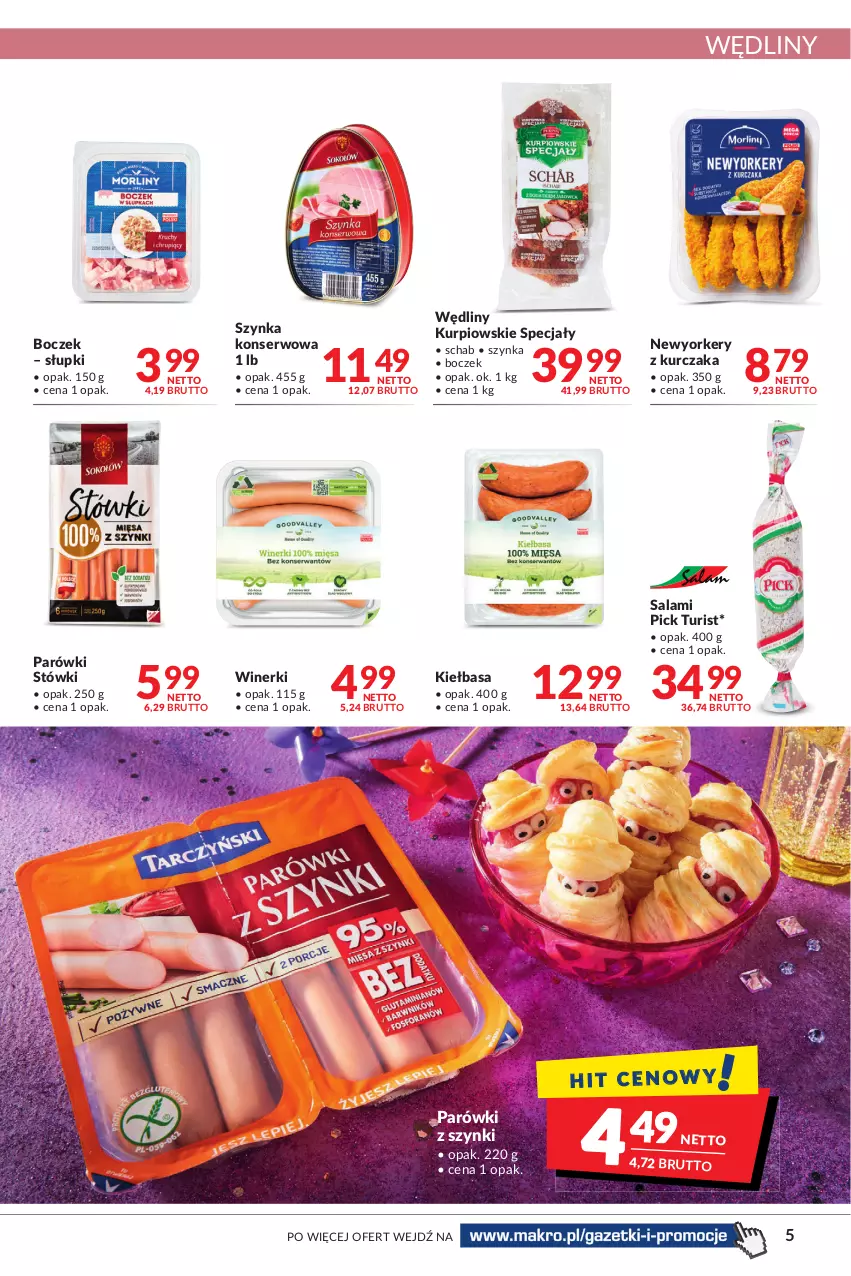 Gazetka promocyjna Makro - [Oferta promocyjna] Artykuły spożywcze i przemysłowe - ważna 24.01 do 07.02.2022 - strona 5 - produkty: Boczek, Kiełbasa, Kurczak, Parówki, Parówki z szynki, Salami, Ser, Szynka, Szynka konserwowa