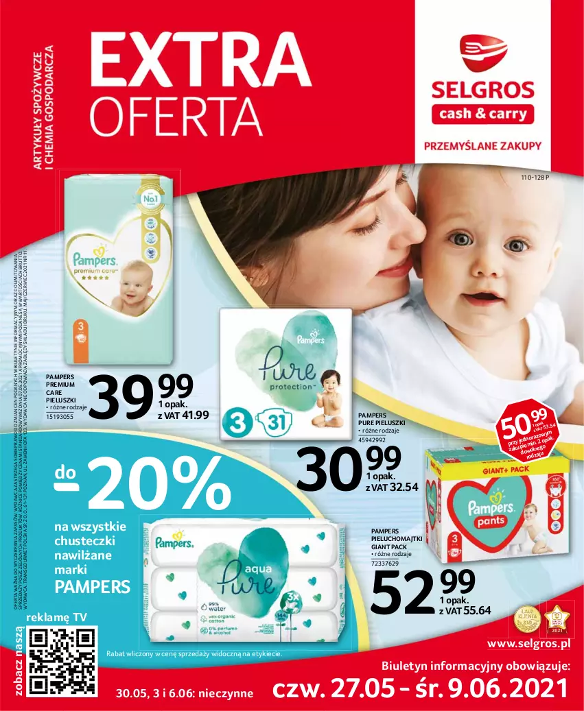 Gazetka promocyjna Selgros - Extra Oferta - ważna 01.06 do 30.06.2021 - strona 1 - produkty: Chusteczki, Fa, LG, Majtki, Pampers, Pieluchomajtki, Pur, Tran