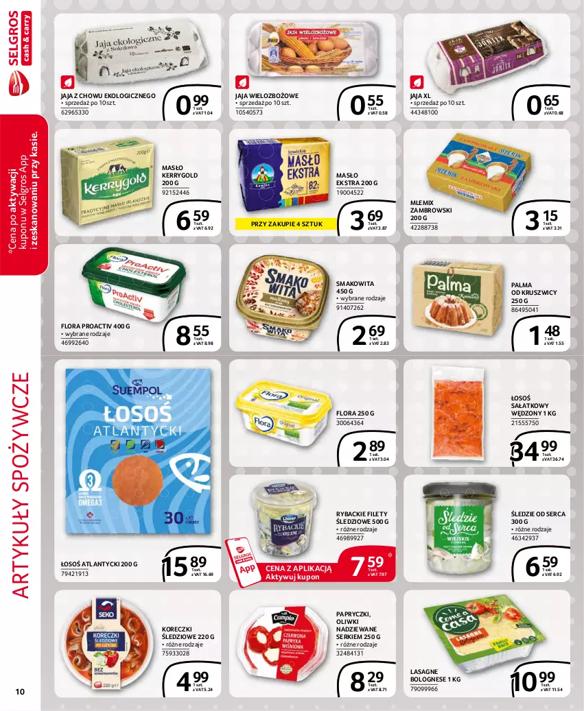 Gazetka promocyjna Selgros - Extra Oferta - ważna 01.06 do 30.06.2021 - strona 10 - produkty: Artykuły spożywcze, Flora, Jaja, Koreczki śledziowe, Lasagne, Lasagne bolognese, LG, Masło, Mlemix Zambrowski, Oliwki, Palma, Ryba, Sałat, Ser, Smakowita