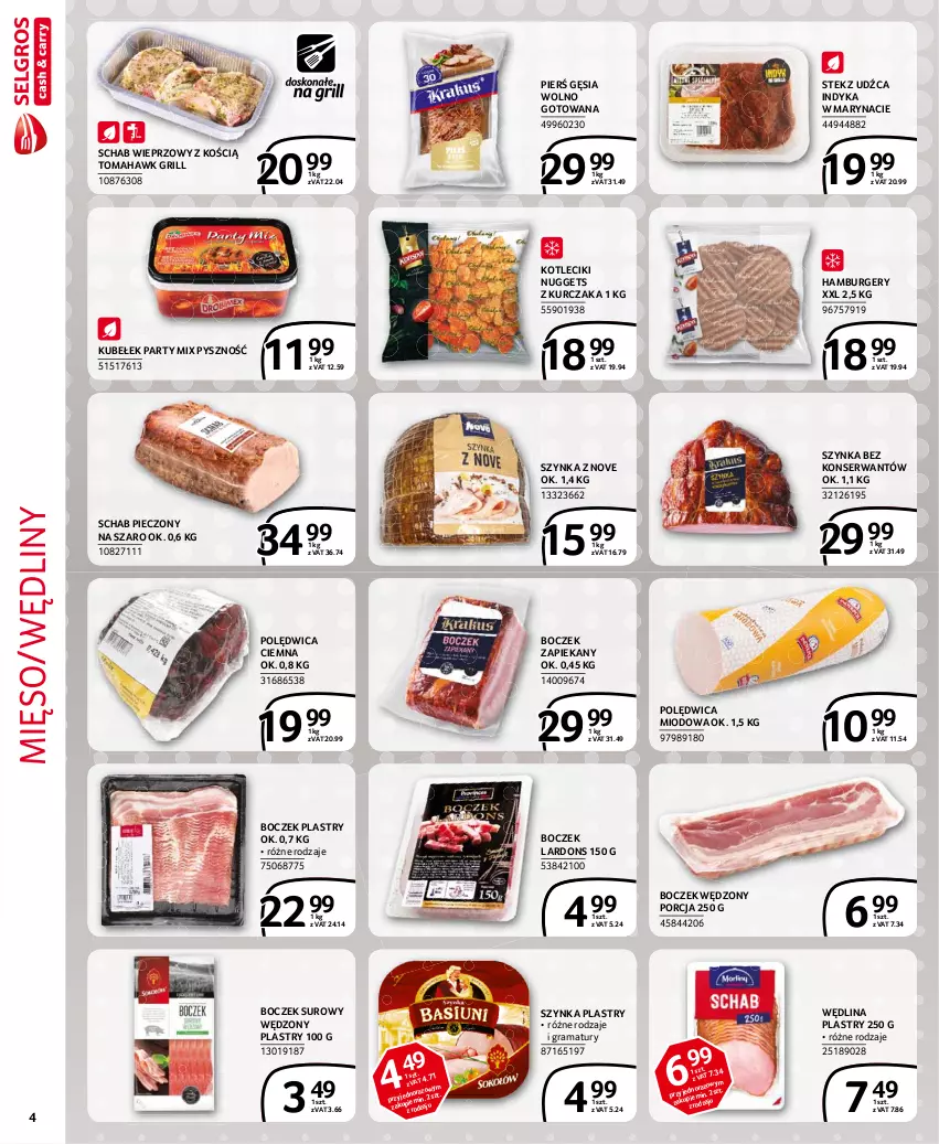 Gazetka promocyjna Selgros - Extra Oferta - ważna 01.06 do 30.06.2021 - strona 4 - produkty: Boczek, Burger, Gra, Grill, Hamburger, Kurczak, Mięso, Nuggets z kurczaka, Piec, Polędwica, Por, Rama, Schab pieczony, Schab wieprzowy, Ser, Stek, Szynka, Wędlina